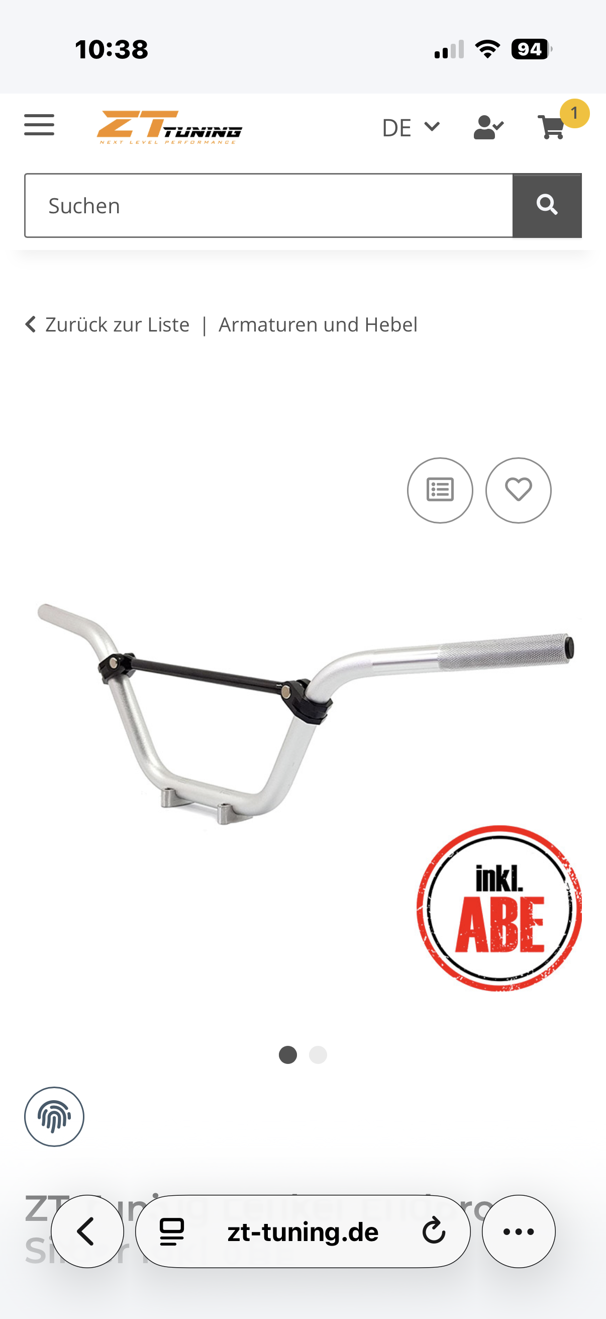 ZT Tuning Lenker Enduro Schwarz inkl ABE - Neuware