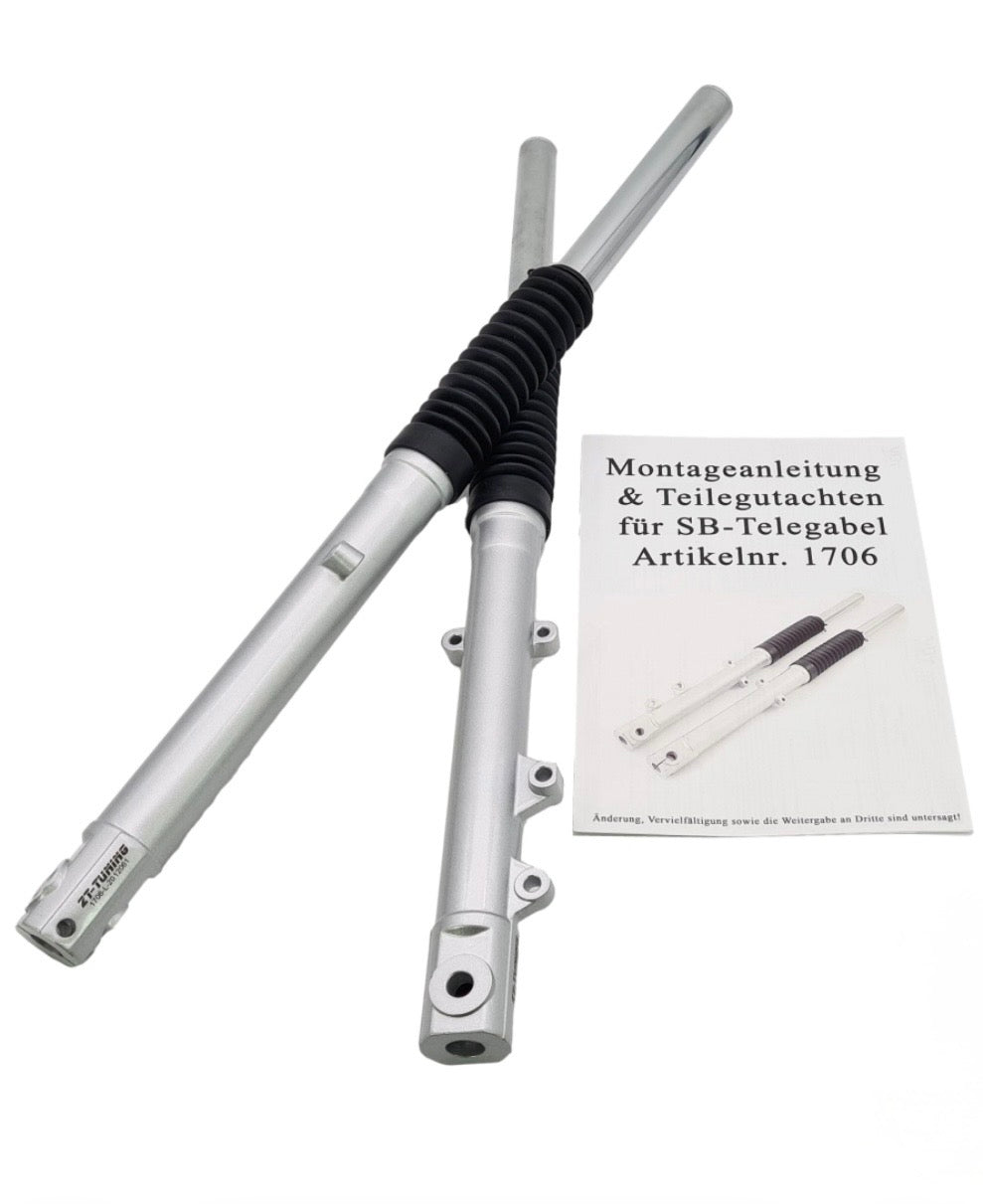 ZT-Tuning Set Telegabel für Scheibenbremse GEN2 S51, S70, S53 (kurze Variante) Silber mit Teilegutachten - Neuware