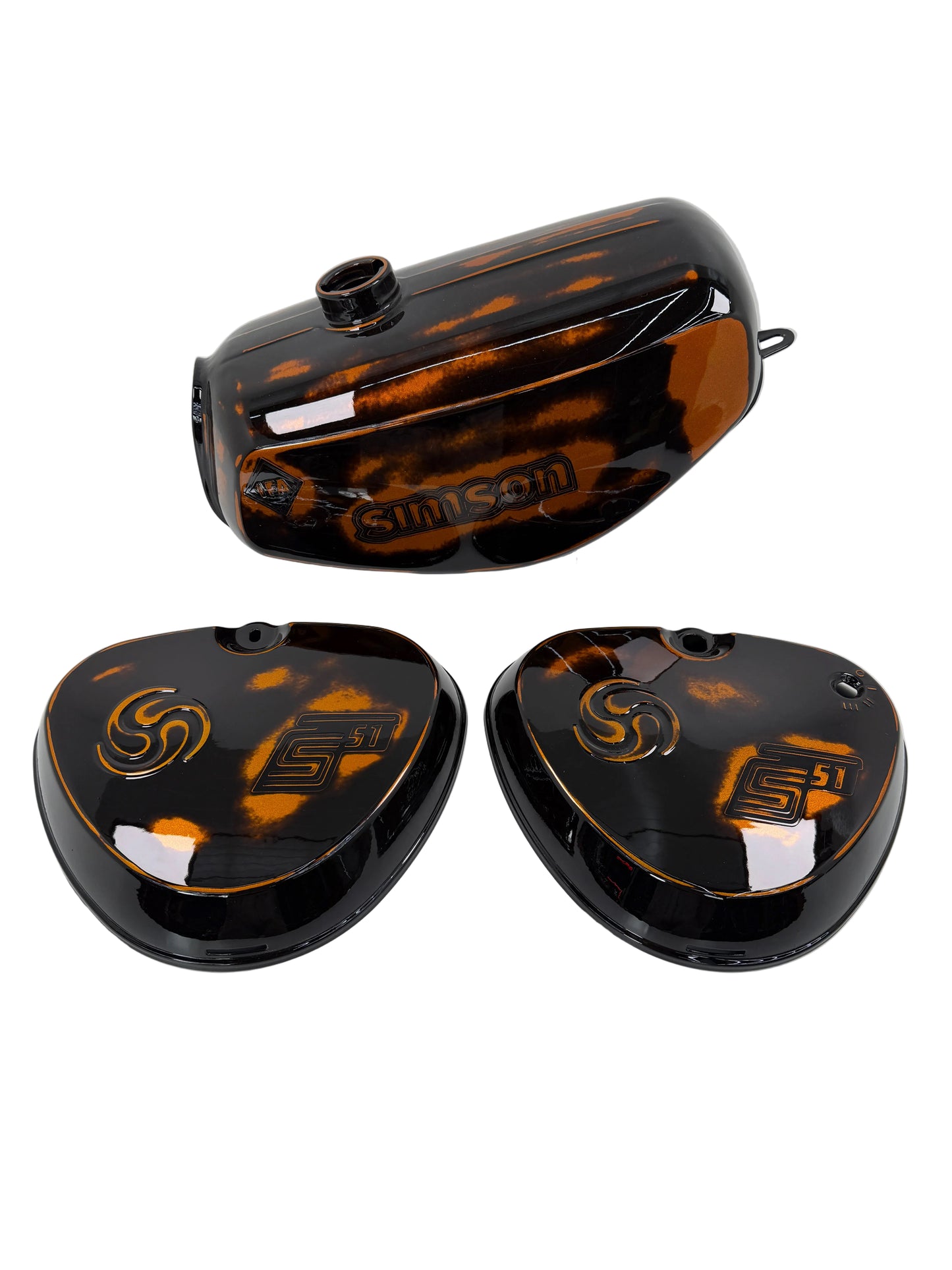 Tankset Schwarz / Orange - Retro look - frisch gepulvert