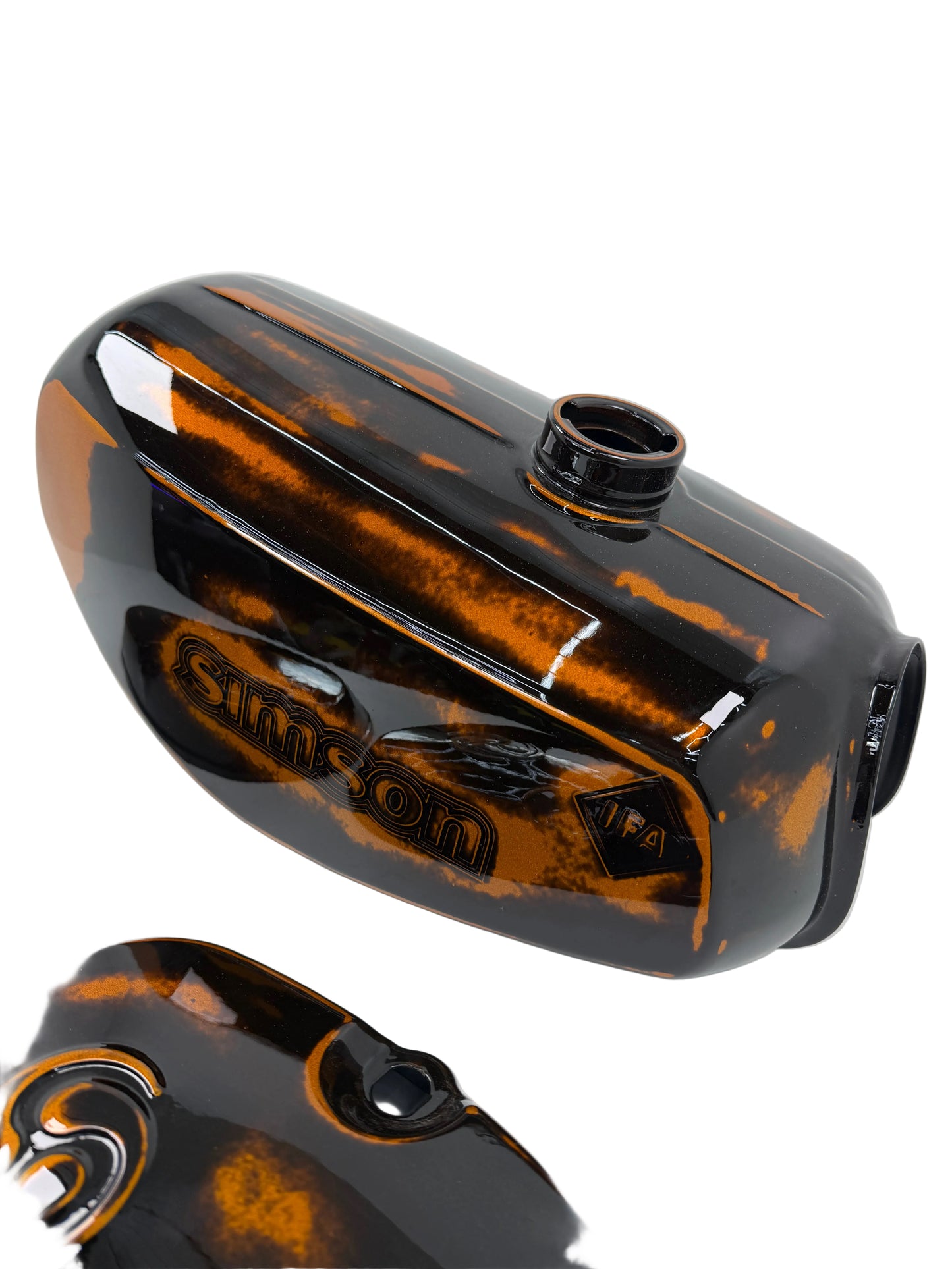 Tankset Schwarz / Orange - Retro look - frisch gepulvert