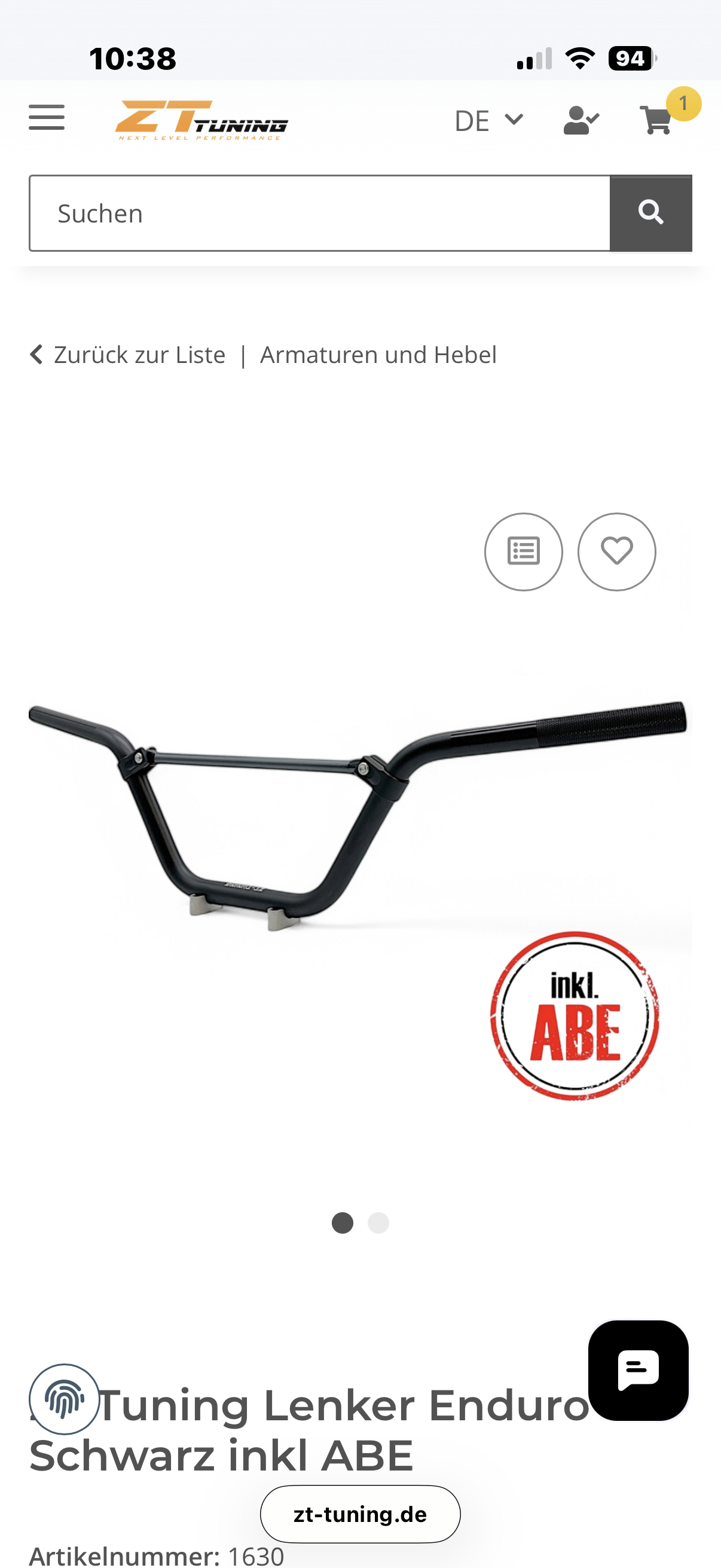 ZT Tuning Lenker Enduro Schwarz inkl ABE - Neuware