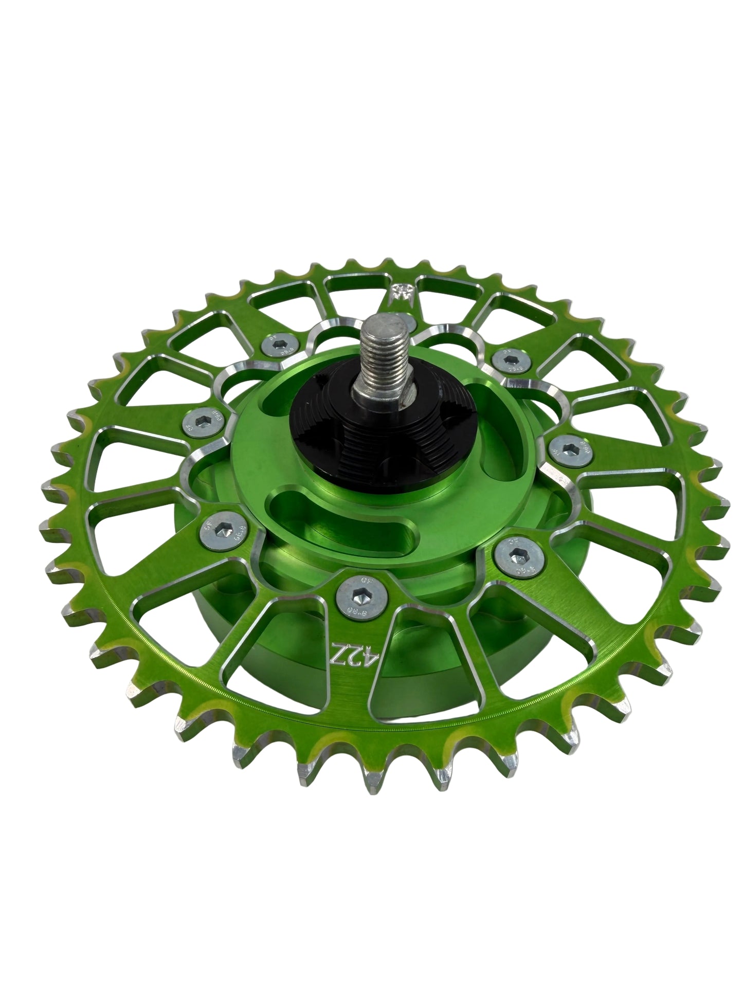 PZ CNC Mitnehmer - 42 Zähne - Grün Eloxiert - inkl. Distanzstück